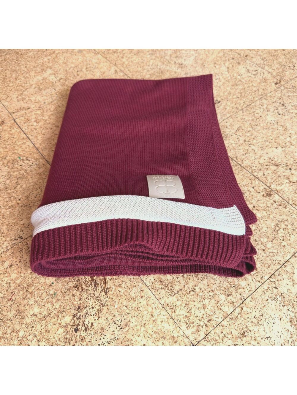 Boll & Branch Court Knit Throw Blanket Holly Red Cotton Preppy Luxury 50"x70"